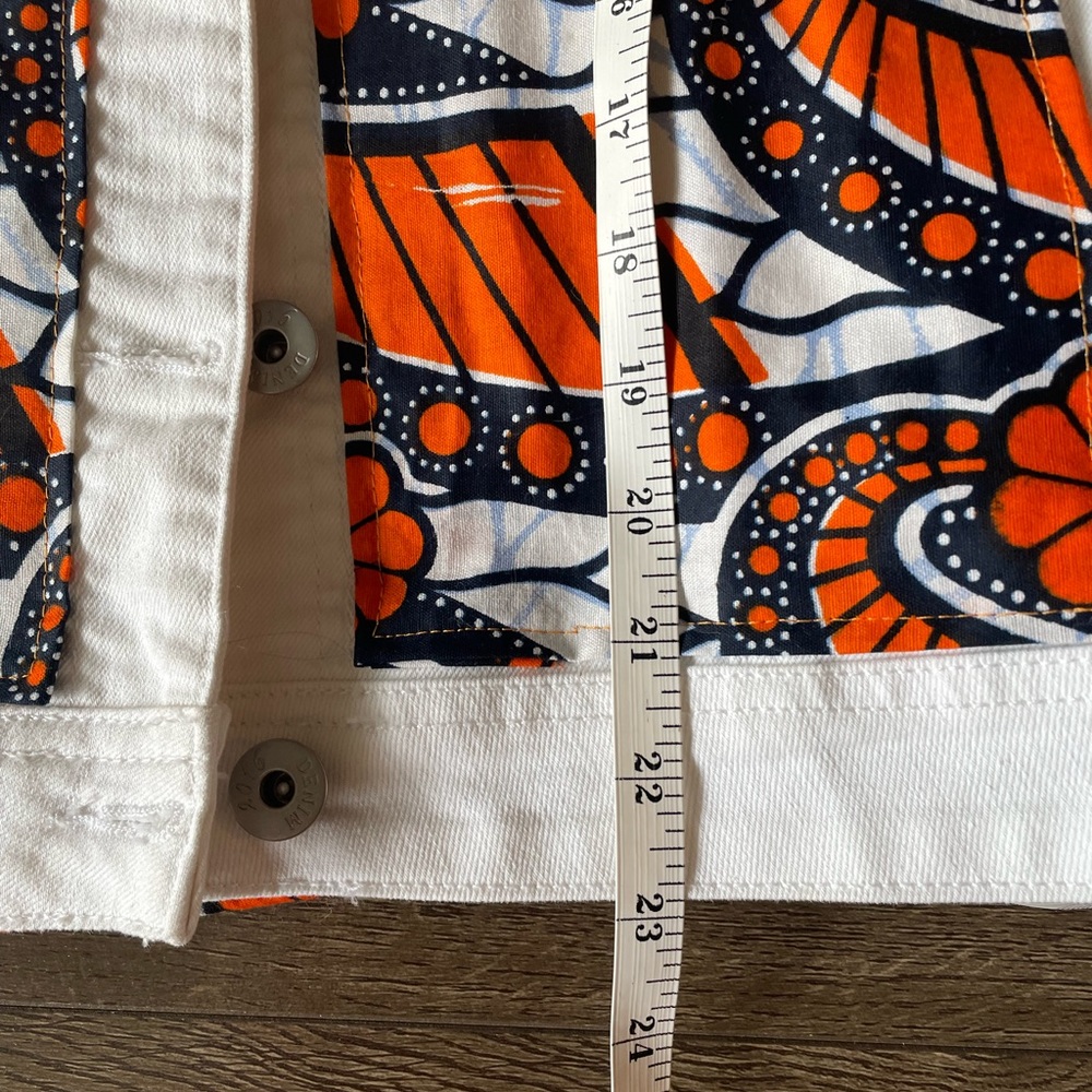 Handcrafted Jean Jacket With African Wax Fabric Panels - Picture 15 of 15